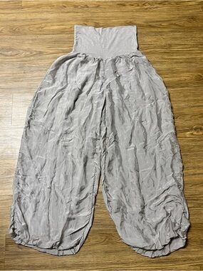 GIUSY Italy Silk Blend Wide Leg Pants Foldover Waist Lined Made in Italy Small